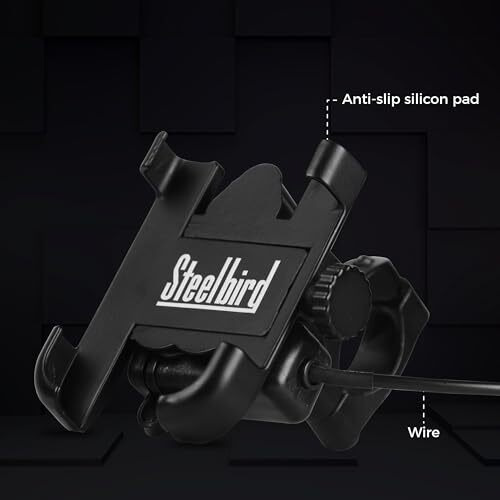 Steelbird Universal Bike Mount Phone Holder 360 Degree Rotating Handlebar Cradle Stand For Bicycle, Motorcycle, Fits All Smartphones (Mobile Holder With Usb Charger)