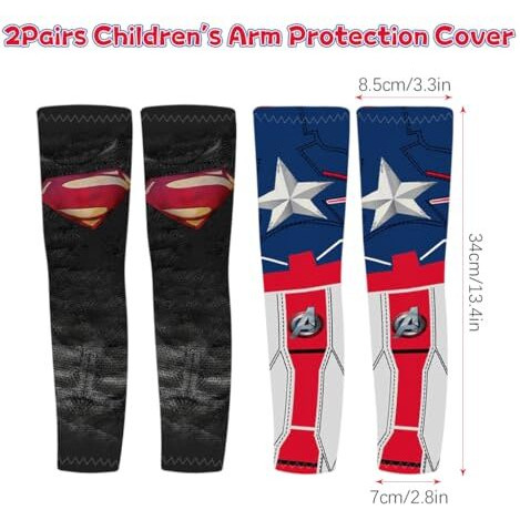Snowie Soft 2Pairs Cooling Uv Protection Arm Sleeves For Kids Aged 5-10, Upf 50+ Protective Summer Hand Cover Arm Sleeves For Boys, Cool Spider Man Breathable Outdoor Sports Arm Sleeves For Kids Boys