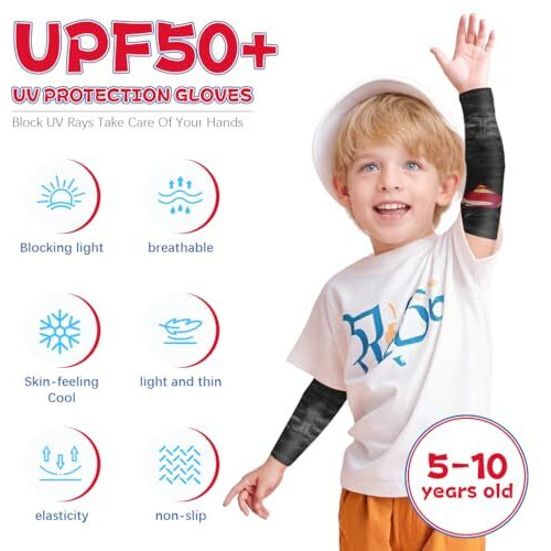 Snowie Soft 2Pairs Cooling Uv Protection Arm Sleeves For Kids Aged 5-10, Upf 50+ Protective Summer Hand Cover Arm Sleeves For Boys, Cool Spider Man Breathable Outdoor Sports Arm Sleeves For Kids Boys