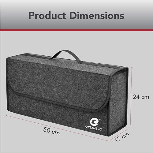 Oceanevo Felt Car Boot Organizer, Car Trunk Organizer For Storage Of Accessories, Hardware Tools And Documents - 50 X 24 X 17 Cm - Dark Grey