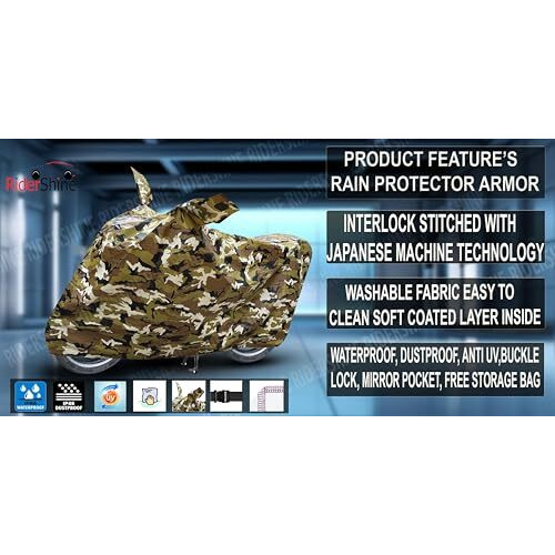 Ridershine Waterproof Scooty Cover Compatible With Suzuki Access 125 - Dustproof - Uv Protection - Premium Top Of The Line Waterproof Bike Cover Jungle Military Jungle Military