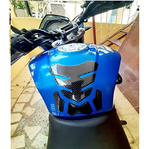 Detachi Motorcycle Universal Tank Pad Sticker For All Bikes (Carbon Black 2) (Epoxy Material)