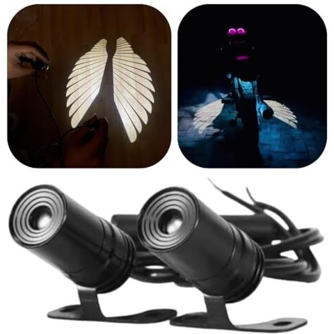 Eltron Turbo Motorcycle Led Angel Wings Style Light Waterproof, Universal Fit For All Motorcycle And Car Models (White Color Angel Wings Reflection) (Pack Of 1 Set)