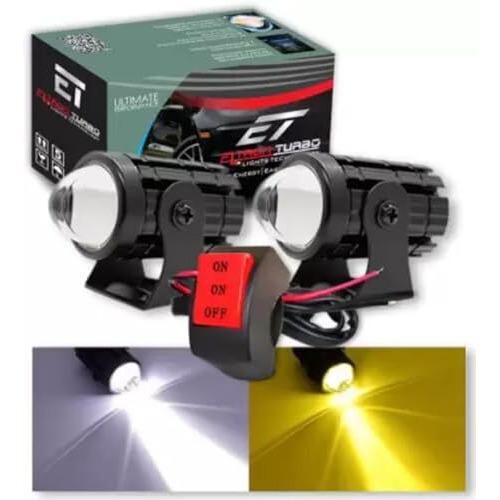 Eltron Turbo Original Dc Power 18W Mini Gun Driving Fog Light Universal For All Models Of Motorcycle, Bikes, Scooters, Projector (Pack Of 2, Yellow & White 1 Month Warranty)