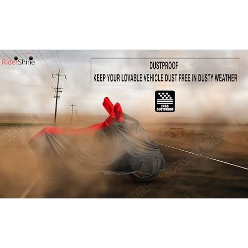 Ridershine Waterproof Tested Bike Cover For Triumph Scrambler 400X | With Storage Bag | Waterproof | Dust Heat Protection | 5-Thread Interlock Stitching | Motorcycle Cover Bike Accessories(Black Red)