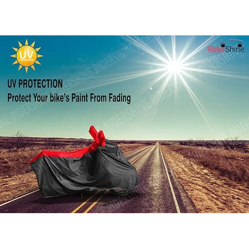 Ridershine Waterproof Tested Bike Cover For Triumph Scrambler 400X | With Storage Bag | Waterproof | Dust Heat Protection | 5-Thread Interlock Stitching | Motorcycle Cover Bike Accessories(Black Red)