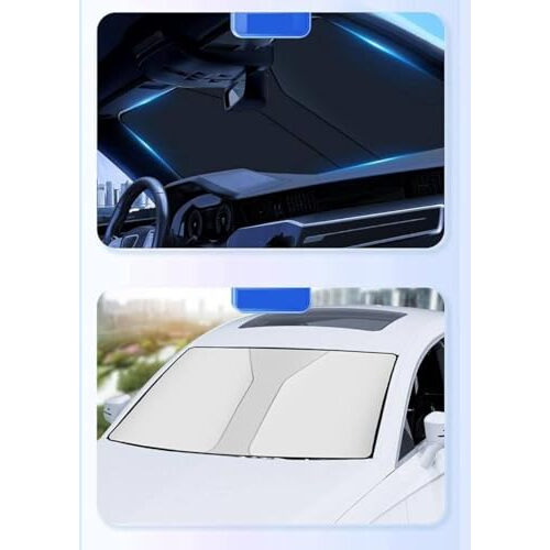 Vivue Car Windshield Sun Shade Protector, Car Cool Visor Sun Shade, Car Front Window Sunshade For Most Car, Best Heat Shield Reflector Cover Blocks Heat And Sun,Foldable Sun Shield Keeps Your Vehicle