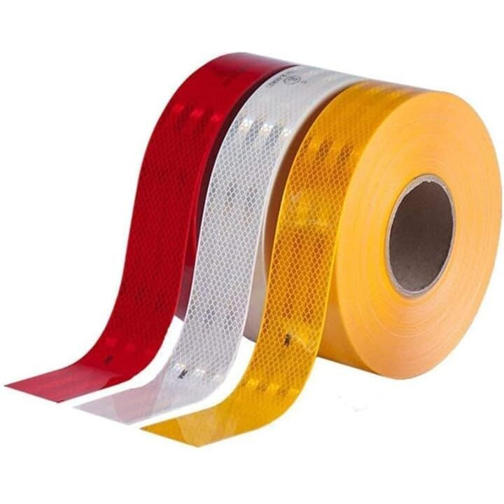 Glowtail 3M 2 Inch (50.8 Mm) Width X 2 Feet (Each) High Intensity Warning Retro Reflective Reflector Radium Conspicuity Sticker Tape Sheet For Car, (Yellow, Red & White)