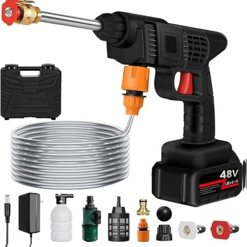 Piezano Portable Wireless Cordless Car Washer High Pressure Gun | Water Gun For Car Water Wash Machine Bike Washing Cleaning Bosch And 5M Hose Pipe (Car And Bike Washer Gun)