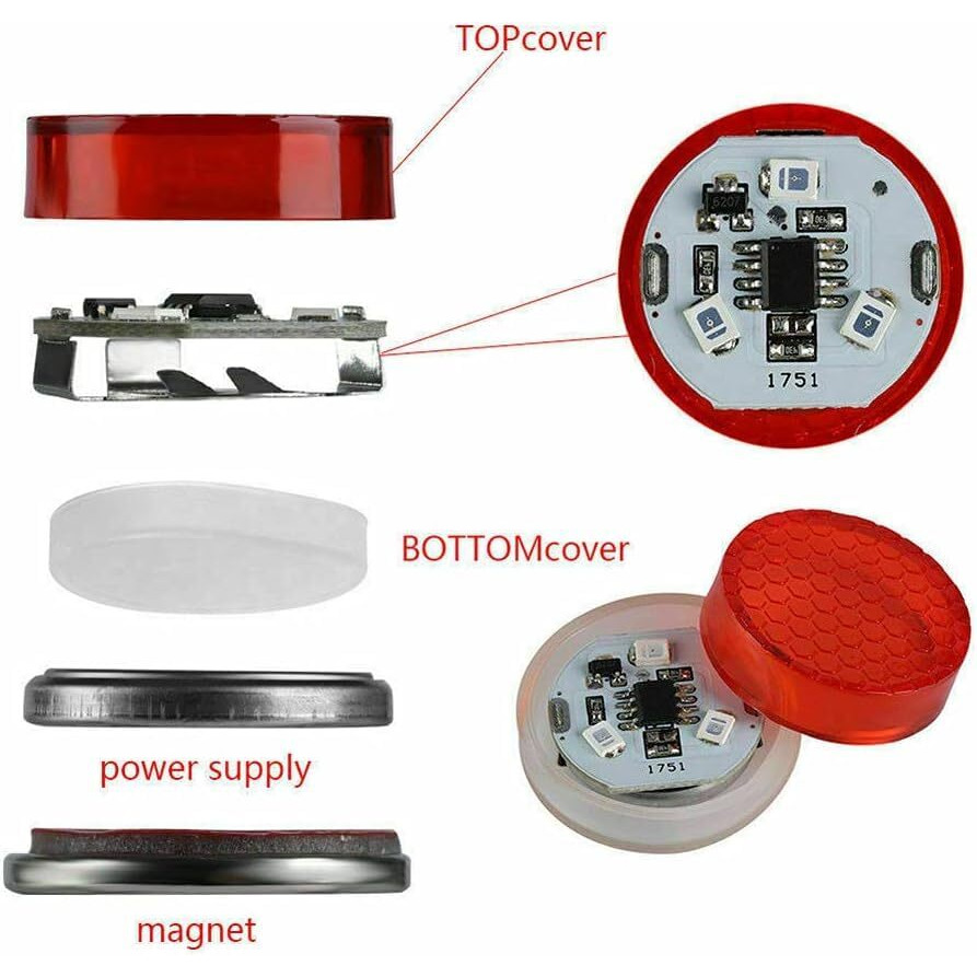 Acutas 4 Pcs Universal Waterproof 5 Led Wireless Car Door Warning Lights (Red, 2Pairs 4Pcs)
