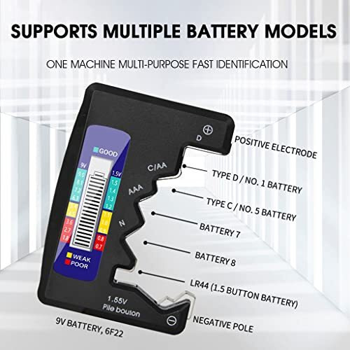 Battery Tester, Universal Digital Battery Checker For Aa/Aaa / 9V/ C/D/N / 1.5V Button Cell Battery, Small Accurate Cell Tester, Battery Power Checker (Not For Rechargable Battery)