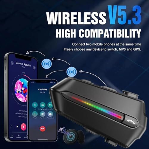 Nexablendix C5S Motorcycle Bluetooth Headset, Wireless Dual Earphone On-Ear Helmet V5.3, Hd Calling And Hifi Music, Ip67 Waterproof, Compatible With All Helmets