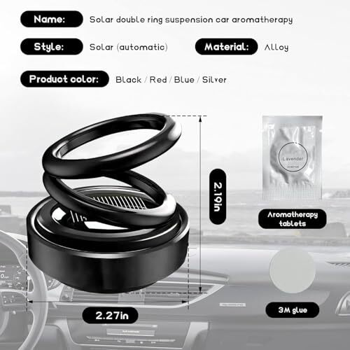 Hamsa Car Solar Perfume Air Freshener Auto Rotation Double Ring Suspension Essential Oil Diffuser Aromatherapy Decoration Accessories For Car, Family, Vehicle(Multi) (Solar Power Car Aroma)
