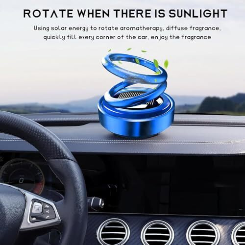Hamsa Car Solar Perfume Air Freshener Auto Rotation Double Ring Suspension Essential Oil Diffuser Aromatherapy Decoration Accessories For Car, Family, Vehicle(Multi) (Solar Power Car Aroma)