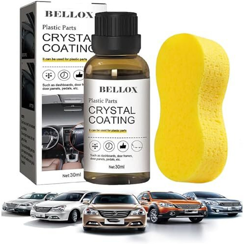 Bellox Crystal Coating For Car Bike Plastic Parts | 30Ml Pvc Restorer For Car Revitalizing Coating Agent | Car Maintenance Dashboard Plastic Parts | Crystal Coating Cleaner Polish Shining Accessories
