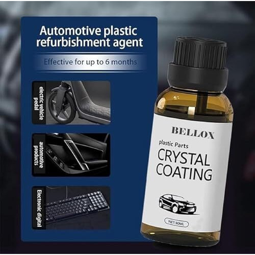 Bellox Crystal Coating For Car Bike Plastic Parts | 30Ml Pvc Restorer For Car Revitalizing Coating Agent | Car Maintenance Dashboard Plastic Parts | Crystal Coating Cleaner Polish Shining Accessories