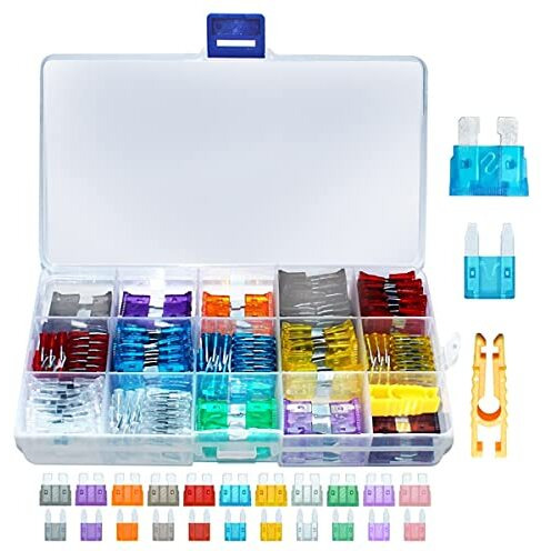 Sthira 165 Pcs Car Fuse Set Kit, Atc/Atm Car Fuses, Blade-Type Automotive Fuses - Standard & Mini Size (2A/3A/5A/7.5A/10A/15A/ 20A/25A/30A/35A/40A), Replacement Fuses For Car/Truck/Motorcycle/Boat