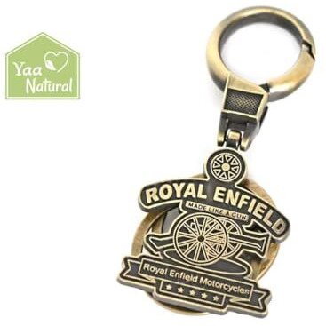 Yaanatural Premium Leather & Made Like Gun Antique Keychain Compatible With Royal Enfield Unique Stylish For Men Car Bike Key Ring Key Chain Antique Golden Combo Pack