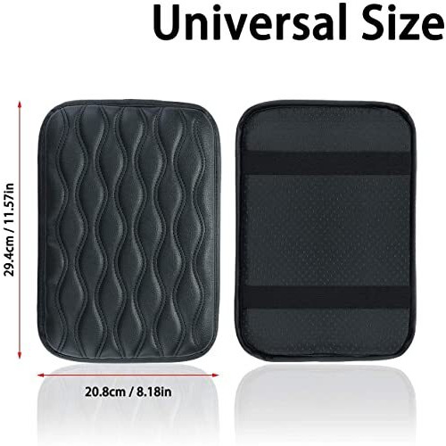 Automaze Center Console Arm-Rest Cover Pad Universal Fit For Suv/Truck/Car, Car Armrest Seat Box Cover, Leather Auto Armrest Cover (Black)