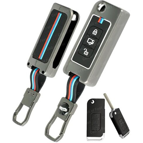 Coll Of Fest Metal Silicon Key Cover Compatible For Mahindra Xuv-500 3 Button Smart Flip Key Cover Full Metal Protections Special Feature Visible In Low-Light Conditions