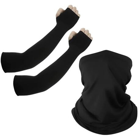 Zensoo Bamboo Bandana & Arm Sleeves Combo | Uv Sun Protection For Bikers & Athletes | Breathable Face Mask, Neck Gaiter & Cooling Sleeves (2)