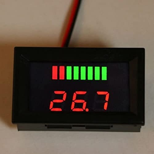 Techtonics Dc 12V-60V Lead-Acid Li-Ion Digital Battery Capacity Indicator Charge Tester Voltmeter, Black