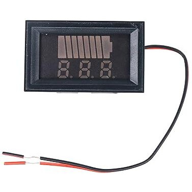 Techtonics Dc 12V-60V Lead-Acid Li-Ion Digital Battery Capacity Indicator Charge Tester Voltmeter, Black