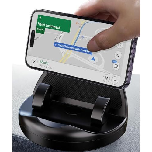 Verox Universal 360 Degree Car Mobile Holder For Dashboard Non-Slip Silicone Phone Stand For Car, Adjustable Angle For Landscape Or Portrait View Compatible With All Smartphone- Black