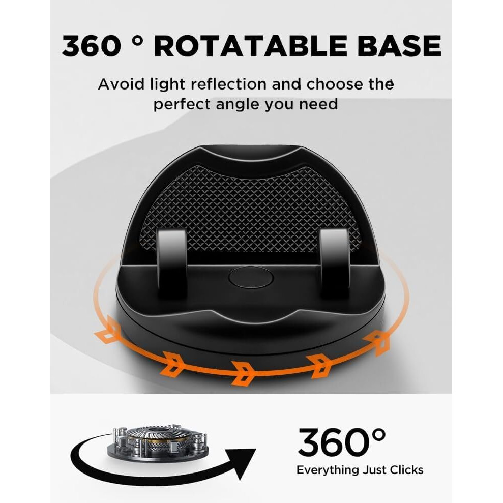 Verox Universal 360 Degree Car Mobile Holder For Dashboard Non-Slip Silicone Phone Stand For Car, Adjustable Angle For Landscape Or Portrait View Compatible With All Smartphone- Black