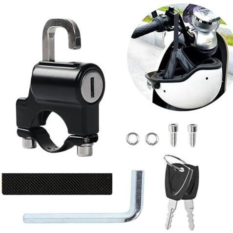 Helmet Lock For Bike & Motorcycle,Universal Helmet Security Lock,Applies To 22-28Mm Diameter,Cycle Lock For Handlebar Scooter Lock For Motorcycles/Bicycles/Scooters