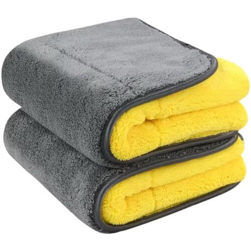 Detachi Microfiber Cloth For Car Cleaning, Ultrasoft, Thick And Quick Drying, 40X60Cms 1000Gsm Polishing Waxing Auto Detailing Cloth, Multicolor (Pack Of 2)