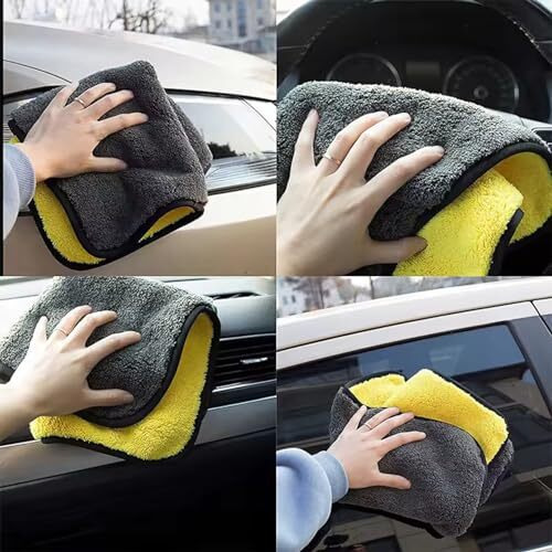 Detachi Microfiber Cloth For Car Cleaning, Ultrasoft, Thick And Quick Drying, 40X60Cms 1000Gsm Polishing Waxing Auto Detailing Cloth, Multicolor (Pack Of 2)