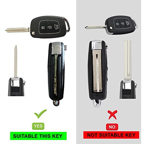 Autofrill Leather Car Key Cover Compatible For Hyundai I20 Active | I20 Elite | Aura | Venue | Xcent | I10 Grand | I10 Nios 3 Button Flip Key (Black) (Compare Key Shape & Key Blade Before Ordering)