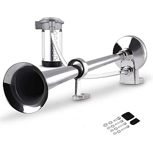 Automaze Air Horn 12V 150Db Super Loud Train Horn Kit ,Train Pressure Horn For Truck With Air Compressor, Air Horn Complete Kits For Trucks, Cars And Bikes (Chrome)