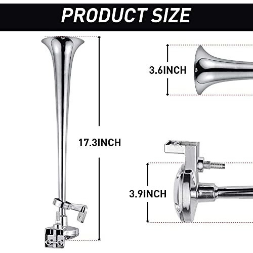 Automaze Air Horn 12V 150Db Super Loud Train Horn Kit ,Train Pressure Horn For Truck With Air Compressor, Air Horn Complete Kits For Trucks, Cars And Bikes (Chrome)