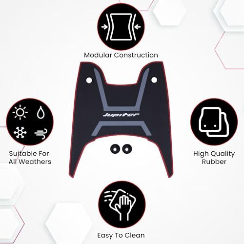 Grandbiker Anti Skid Scooter Rubber Foot Mat/Floor Mat For Jupiter 125 (Black)