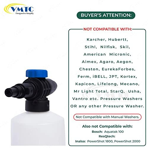 Vmtc Adjustable Foam Cannon Nozzle Lance 700Ml High Pressure Car Washer Accessory For Bosch Pressure Washer Gun Aquatak/Aqt