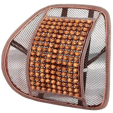 Detachi Car Seat Wooden Beads Lumbar Support Comfortable Back Rest Support, Wooden Beads Seat Cover For Driver, Adjustable Elastic Straps With Adustable Belt For Office, Car, House