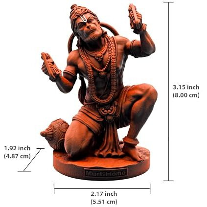 Murtihome Shri Ram Rasik Hanuman Murti, 8 Cm Height, Orange Black, 3D Printed, Uv Resin, Car Dashboard Idol Of Lord Hanuman