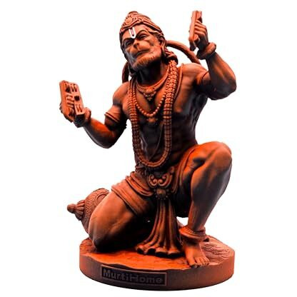 Murtihome Shri Ram Rasik Hanuman Murti, 8 Cm Height, Orange Black, 3D Printed, Uv Resin, Car Dashboard Idol Of Lord Hanuman