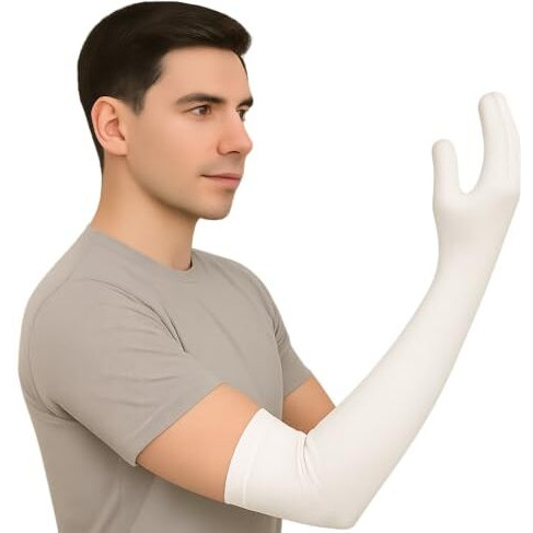 Weavers Villa Cotton Summer Gloves For Men & Women | Anti-Slip Uv Protection Arm Hand Gloves | Outdoor Sun, Dust, Pollution Shield | Elastic Fit | Pack Of 1 Pair (White)