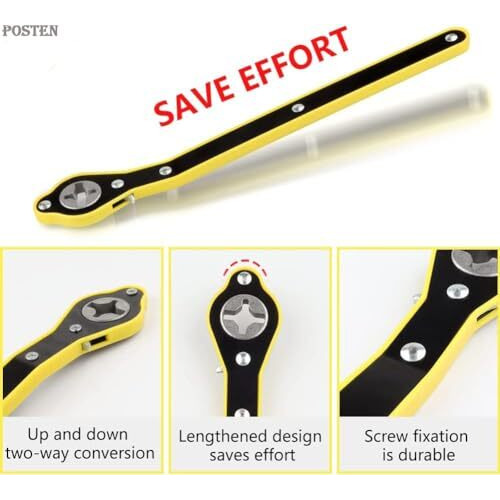 Posten Heavy Duty Universal Car Jack Ratchet Wrench | 360 Forward And Reverse Knob Labor-Saving Design | Scissor Jack Lift Speed Handle Tool | Tire Wheel Wrench