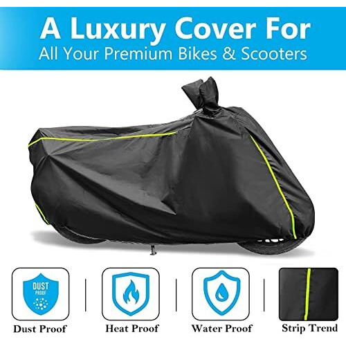 Auto Hub Waterproof Bike Cover Compatible With Re Meteor 350 With Mirror Pocket, Meteor 350 Waterproof Bike Cover- Black - 1 Unit