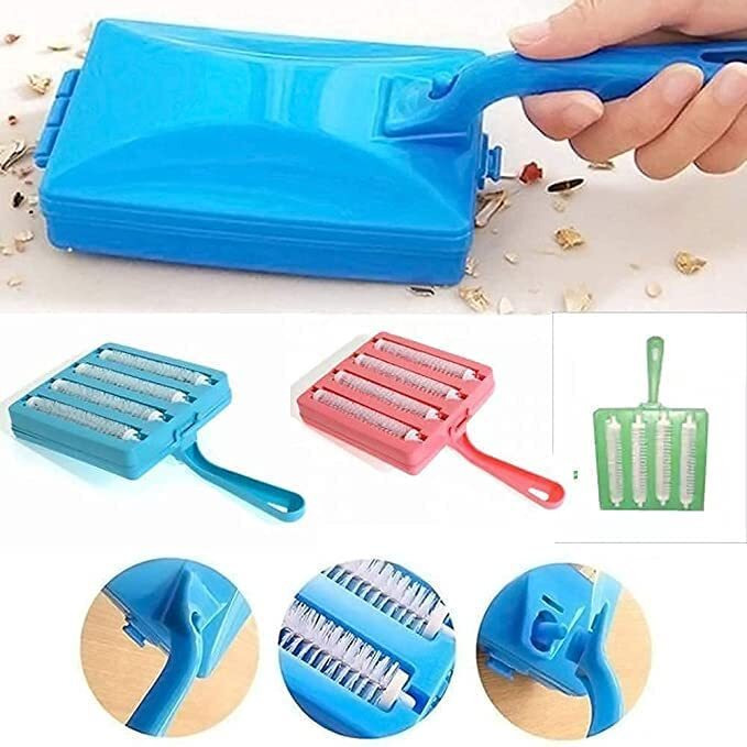Panishka Plastic Cleaning Tools & Accessories Handheld 4Roller Carpet Roller Brush & Dust Crumb Collector For Car Seats,Table Linen,Sofas Household Tool Floor Tablecloth Pet Hair Dedusting Curtains