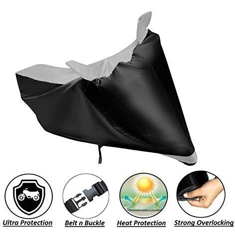 Auto Hub Water Resistant Scooty Cover For Dio With Mirror Pocket, Belt & Buckle, Windproof, Dustproof - Navy, Silver Look