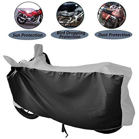 Auto Hub Water Resistant Scooty Cover For Dio With Mirror Pocket, Belt & Buckle, Windproof, Dustproof - Navy, Silver Look