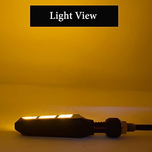Ramanta Bike Indicators 6 Leds Flexible Ktm Style Sleek Bike Led Indicators Motorbike Turn Signal Lights High Bright Bulbs Blinkers Front Rear Compatible With Motorbike With 12V Dc (Amber, Set Of 4)