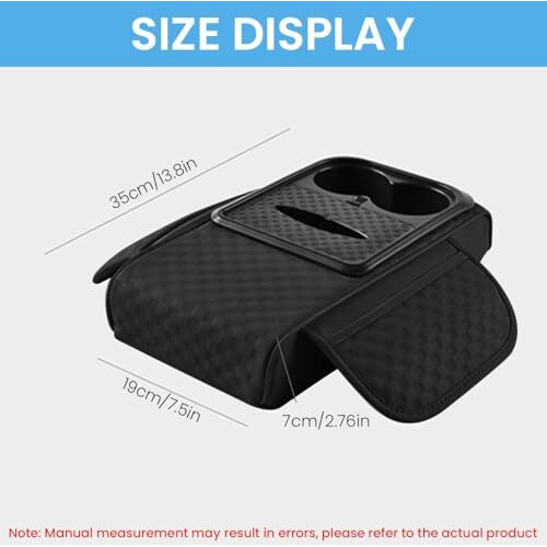 Sthira Pu Leather Car Armrest Fashion Armrest For Car Center Console 4 In 1 Car Armrest Cushion With Cup Holder Tissue Paper Box & Side Pocket Car Arm Rest Universal Hand Rest For Car 35*7*19Cm