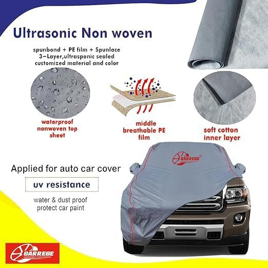 Garrege Maruti New Wagonr Waterproof Car Body Cover With Mirror And Anteena Packets 150 Gsm Grey Fabric With Piping Style All Weather Protection Car Cover