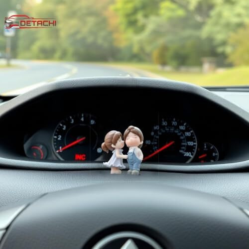Detachi Dashboard Toys Cute Couple Ornament For Car Decoration, Ideal Gift For Car Lovers, Durable Interior Accessories, With 4 Resin Adhesive Stickers, (Blue)